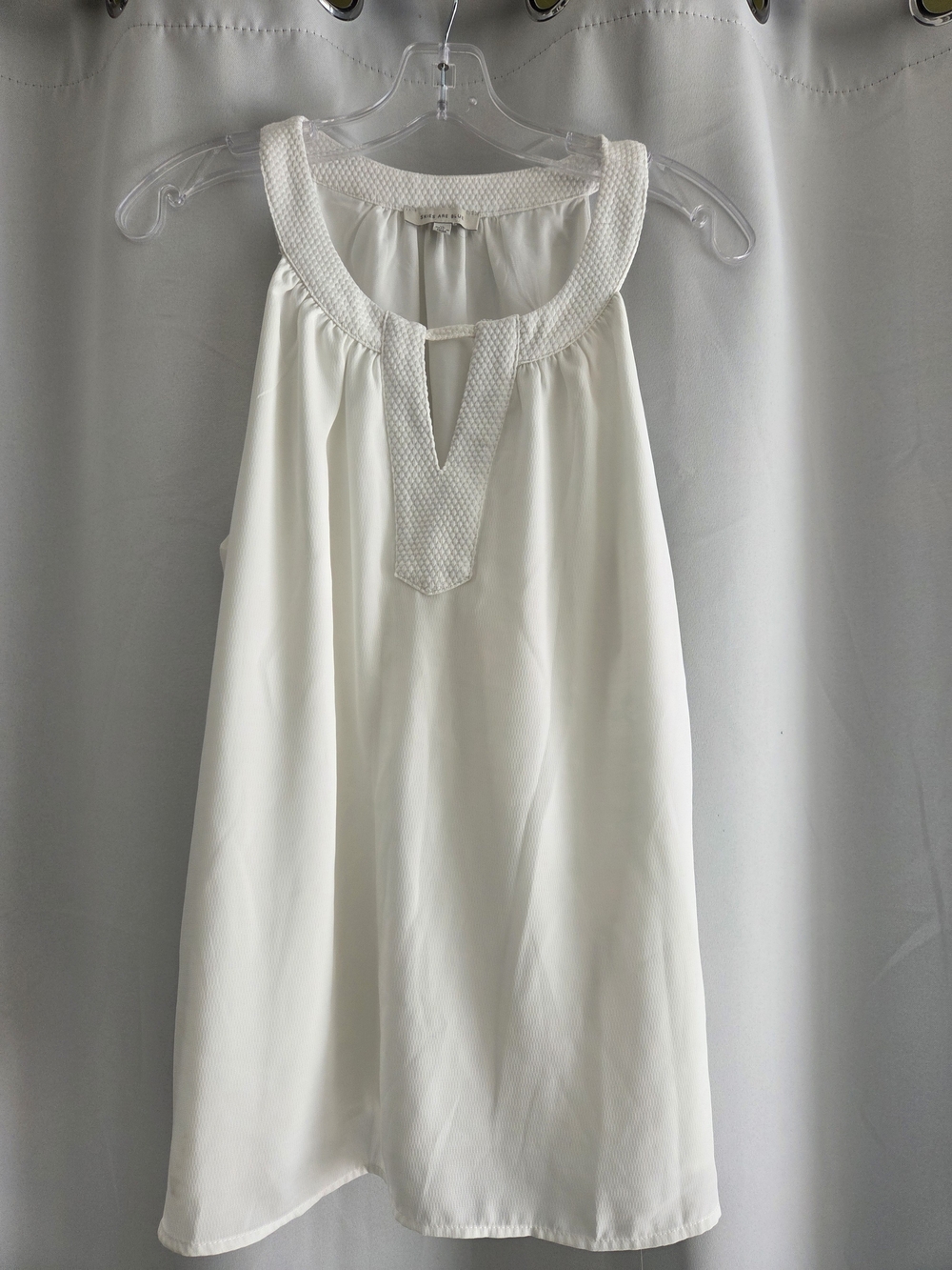 Skies Are Blue White Keyhole Halter Tank Top - Size XL